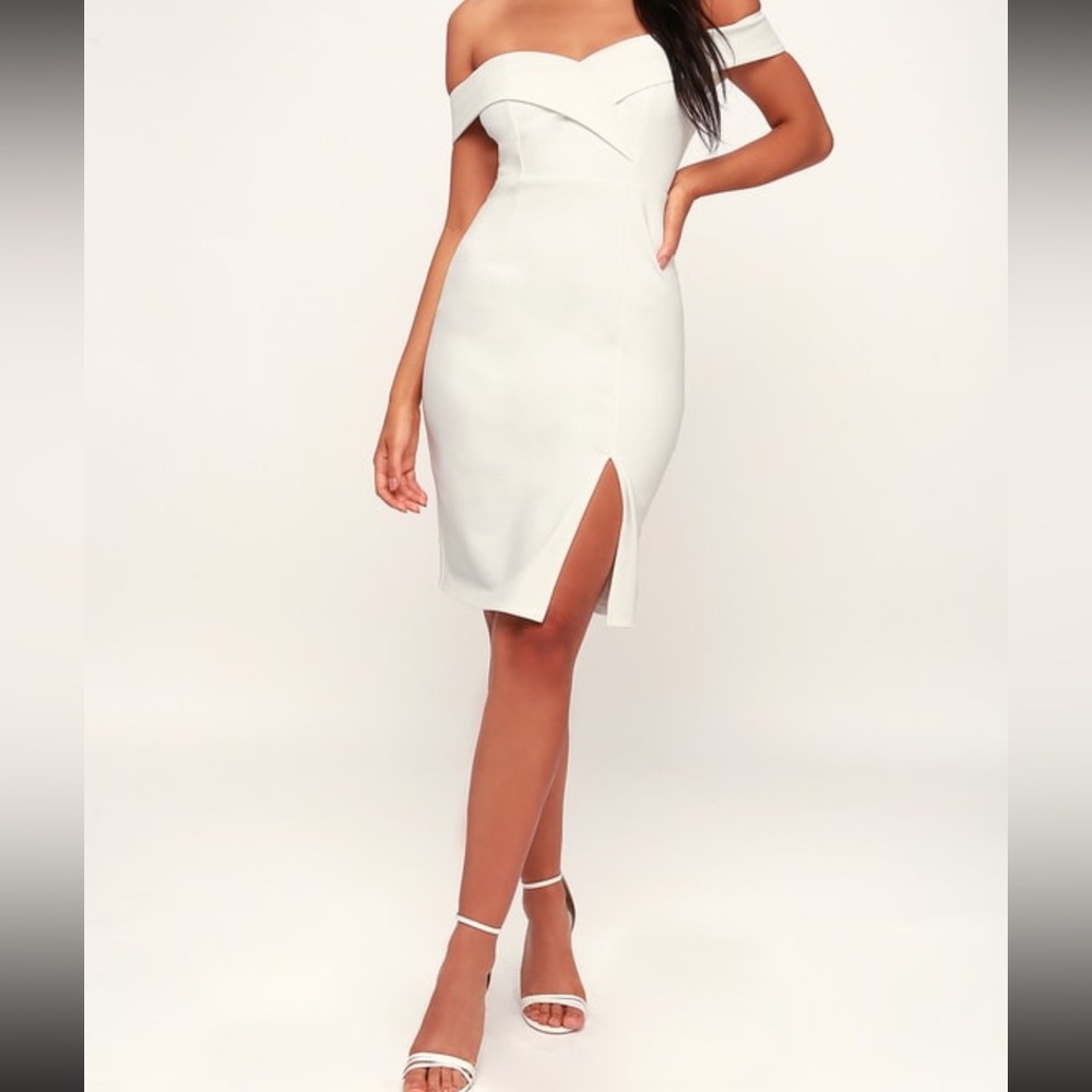 Lulu’s White Off-the-Shoulder Bodycon Dress